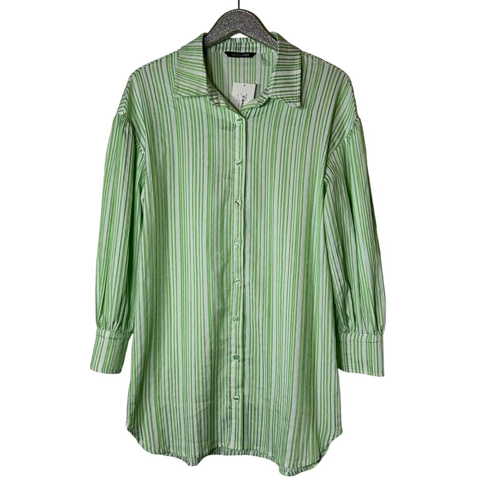 Dolce Cabo Green White Stripe Shirt Dress NEW